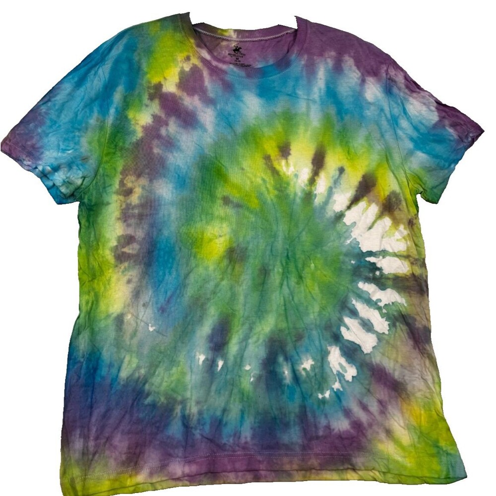 Beverly Hills Polo Club Men’s Medium Tie-Dye T-Shirt Multicolor Spiral